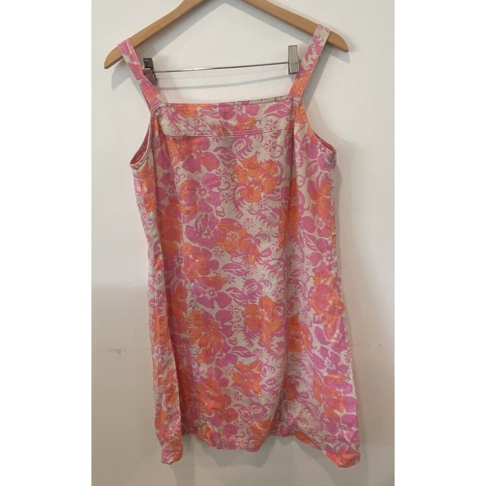 Sigrid Olson SO Blue Womens 100% Linen Floral Dress Pink size 12